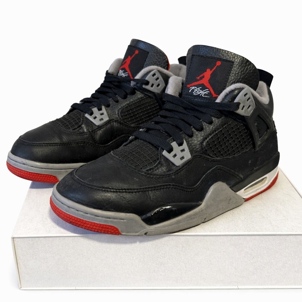 Nike Air Jordan 4 Retro Bred Reimagined GS 6.5Y Black Red FQ8213-006 With Box